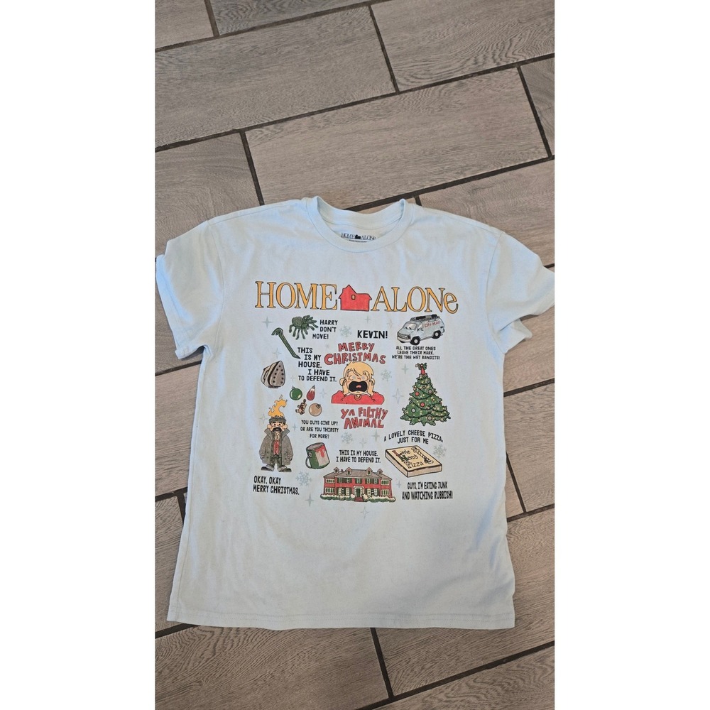 Home Alone Movie Graphic T-Shirt Light Blue Ya Filthy Animal Christmas Mens M